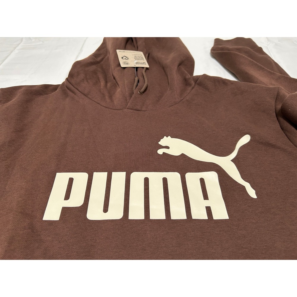 Puma Essentials Big Logo Hoodie Mens XXL Espresso Brown Pullover Long Sleeve NEW